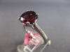 ESTATE LARGE 3.78CT DIAMOND & AAA RHODOLITE 18K WHITE GOLD ROUND ENGAGEMENT RING
