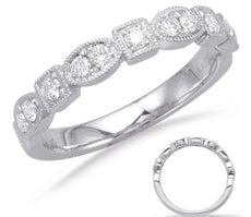 .30CT DIAMOND 14KT WHITE GOLD 3D ROUND MARQUISE SHAPE & HEXAGON ANNIVERSARY RING