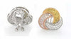 2.16CT FANCY YELLOW PINK & WHITE DIAMOND 18KT TRI COLOR GOLD 3D TRINITY EARRINGS