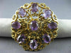 ANTIQUE VICTORIAN 14CT AAA AMETHYST 14KT YELLOW GOLD FLOWER PIN BROOCH #19164