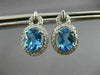 ESTATE 2.96CT DIAMOND & AAA BLUE TOPAZ 14K WHITE GOLD OVAL HANGING STUD EARRINGS