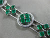 ESTATE WIDE 9.06CT DIAMOND & AAA EMERALD 18KT WHITE GOLD 3D HALO TENNIS BRACELET