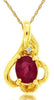 .50CT DIAMOND & AAA RUBY 14K YELLOW GOLD 3D OVAL & ROUND FLOWER FLOATING PENDANT