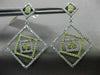 LARGE .74CT WHITE & FANCY YELLOW DIAMOND 14KT WHITE GOLD SQUARE HANGING EARRINGS