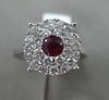 ESTATE LARGE 1.0CT DIAMOND & AAA RUBY 14K WHITE GOLD 3D FILIGREE ENGAGEMENT RING