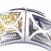 EXTRA LARGE 17.42CT WHITE & FANCY YELLOW DIAMOND 18K 2 TONE GOLD BANGLE BRACELET