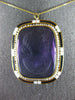 ANTIQUE 100CT AAA HAND ETCHED AMETHYST & PEARL 14KT YELLOW GOLD PENDANT BROOCH