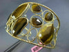 ESTATE LARGE .16CT DIAMOND & AAA TIGER EYE 14KT YELLOW GOLD 3D BANGLE BRACELET