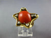 ESTATE .26CT DIAMOND & AAA CORAL 18KT YELLOW GOLD OVAL & ROUND STARFISH FUN RING