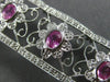 ESTATE WIDE 4.47CT DIAMOND & AAA PINK SAPPHIRE 14KT WHITE GOLD FLORAL BRACELET