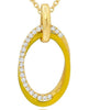 .14CT DIAMOND & YELLOW ENAMEL 14KT YELLOW GOLD DOUBLE OVAL LOVE KNOT FUN PENDANT