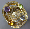 ESTATE 2.64CT DIAMOND & AAA MULTI GEM 14KT YELLOW GOLD 3D CIRCULAR FUN LOVE RING