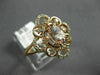 ESTATE WIDE .89CT DIAMOND & AAA MORGANITE 14KT ROSE GOLD 3D FLOWER LOVE RING