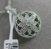 ESTATE .28CT DIAMOND 18K WHITE GOLD 3D FLOWER FILIGREE CIRCULAR FLOATING PENDANT