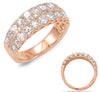 ESTATE WIDE 1.91CT DIAMOND 14KT ROSE GOLD 3 ROW CLASSIC ROUND ANNIVERSARY RING