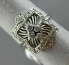 ESTATE WIDE .30CT ROUND DIAMOND 14K WHITE GOLD 3D PAVE ETOILE SQUARE FLOWER RING