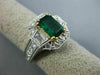 ESTATE 2.15CT DIAMOND & AAA EMERALD 18KT TWO TONE GOLD 3D ENGAGEMENT RING #26696