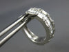 WIDE 1.3CT DIAMOND 18K WHITE GOLD ROUND & BAGUETTE HOOP HUGGIE HANGING EARRINGS