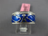 WIDE .30CT DIAMOND & BLUE ENAMEL 18K WHITE GOLD A INITIAL MULTI LEAF ETOILE RING