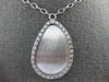 ESTATE LARGE .39CT DIAMOND 14KT WHITE GOLD TEAR DROP MATTE CLASSIC FUN NECKLACE