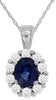 .64CT DIAMOND & AAA SAPPHIRE 14K WHITE GOLD OVAL & ROUND FLOWER FLOATING PENDANT