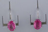 ESTATE 1.90CT DIAMOND & AAA PINK SAPPHIRE 14KT WHITE GOLD OVAL HANGING EARRINGS