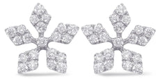 ESTATE .65CT DIAMOND 14KT WHITE GOLD 3D SNOWFLAKE FUN CLASSIC STUD EARRINGS