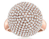 ESTATE LARGE 2.55CT DIAMOND 18K ROSE GOLD MULTI ROW CIRCULAR DOME SHAPE FUN RING