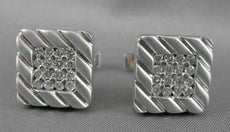 ESTATE LARGE 1.70CTW DIAMOND 14K WHITE GOLD STRIPE CUFFLINKS F VVS/VS 17MM #2125