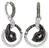 2.40CT WHITE & CHOCOLATE FANCY DIAMOND 14KT WHITE GOLD CIRCULAR HANGING EARRINGS