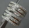 ESTATE WIDE 1.61CT DIAMOND 18KT WHITE GOLD THREE ROW HUGGIE HEART LOVE EARRINGS