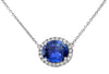 2.69CT DIAMOND & AAA SAPPHIRE 18KT WHITE GOLD 3D OVAL & ROUND HALO LOVE NECKLACE