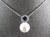 LARGE .53CT DIAMOND & AAA SAPPHIRE & SOUTH SEA PEARL 14KT WHITE GOLD 3D PENDANT