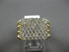 LARGE 1.15CT DIAMOND 14KT 2 TONE GOLD 3D ROUND CLUSTER MULTI ROW SQUARE FUN RING