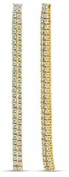 ESTATE LARGE & LONG 2.70CT DIAMOND 18KT YELLOW GOLD DOUBLE BAR HANGING EARRINGS