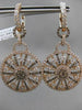ANTIQUE 3.49CT DIAMOND 18KT ROSE GOLD FLORAL SNOWFLAKE HANGING EARRINGS