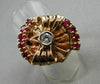 ANTIQUE LARGE 1.17CT OLD MINE DIAMOND & AAA RUBY 14KT TRI COLOR GOLD RING #20217