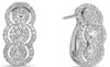 .76CT DIAMOND 14KT WHITE GOLD CLUTER TRIPLE FLOWER HALO CLIP ON HANGING EARRINGS