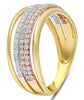 WIDE .46CT DIAMOND 14KT TRI COLOR GOLD 3 ROW GRADUATING WEDDING ANNIVERSARY RING