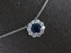 ESTATE .77CT DIAMOND & AAA SAPPHIRE 18KT WHITE GOLD ROUND FLOWER LOVE NECKLACE