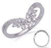 ESTATE .37CT DIAMOND 14KT WHITE GOLD 3D ROUND V SHAPE CLUSTER CROWN RING