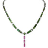 LARGE 44.99CT DIAMOND & AAA PINK & GREEN TOURMALINE 18KT WHITE GOLD 3D NECKLACE
