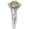 1.10CT WHITE PINK & FANCY YELLOW DIAMOND 18KT TRI COLOR GOLD 3D ENGAGEMENT RING