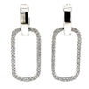 ESTATE .60CT DIAMOND 18K WHITE GOLD 3D CLASSIC RECTANGULAR OVAL HANGING EARRINGS