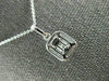 ESTATE .45CT DIAMOND 18K WHITE GOLD ROUND & BAGUETTE CLUSTER SQUARE HALO PENDANT