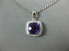 ESTATE 1.52CT DIAMOND & AAA AMETHYST 14KT WHITE GOLD CUSHION SQUARE HALO PENDANT