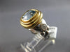 LARGE 3.2CT DIAMOND & AAA AQUAMARINE 14K 2 TONE GOLD CUSHION ROUND 3 STONE RING