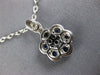 ESTATE .98CT DIAMOND & AAA SAPPHIRE 18KT WHITE GOLD CLUSTER FLOWER LOVE PENDANT