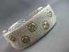EXTRA LARGE 15.56CT WHITE & YELLOW DIAMOND 18KT 2 TONE GOLD CUFF BANGLE BRACELET