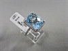 ESTATE WIDE SQUARE AAA BLUE TOPAZ & DIAMOND 8.46CTW 14KT WHITE GOLD RING